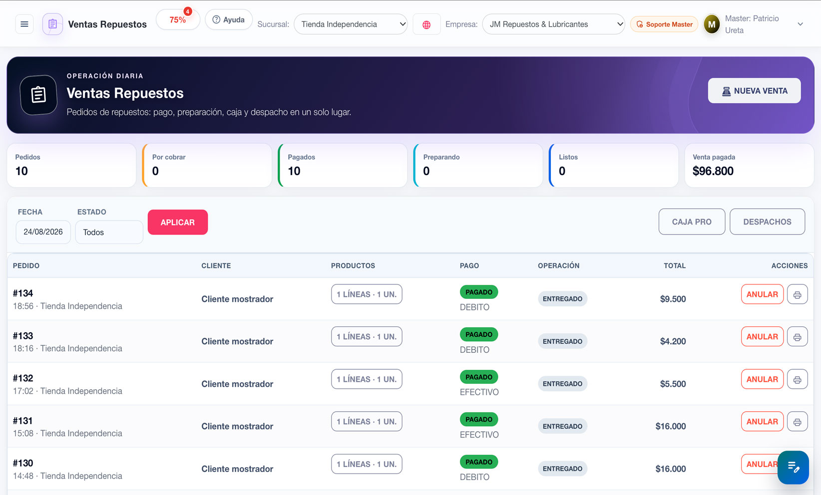 Ventas AppCloud en computador